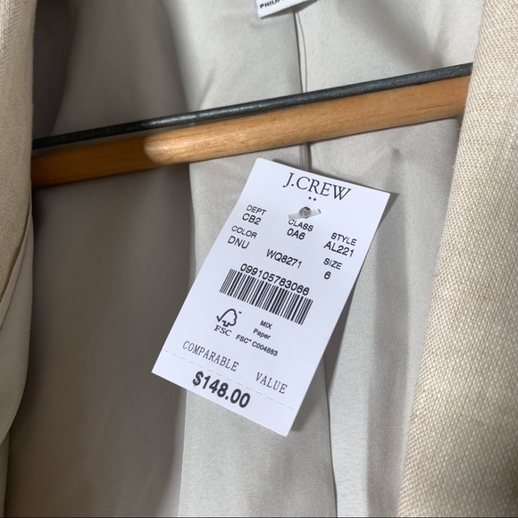 J.crew oatmeal beige cream linen cotton mix classic blazer one button NWT sz 6 - Picture 2 of 11